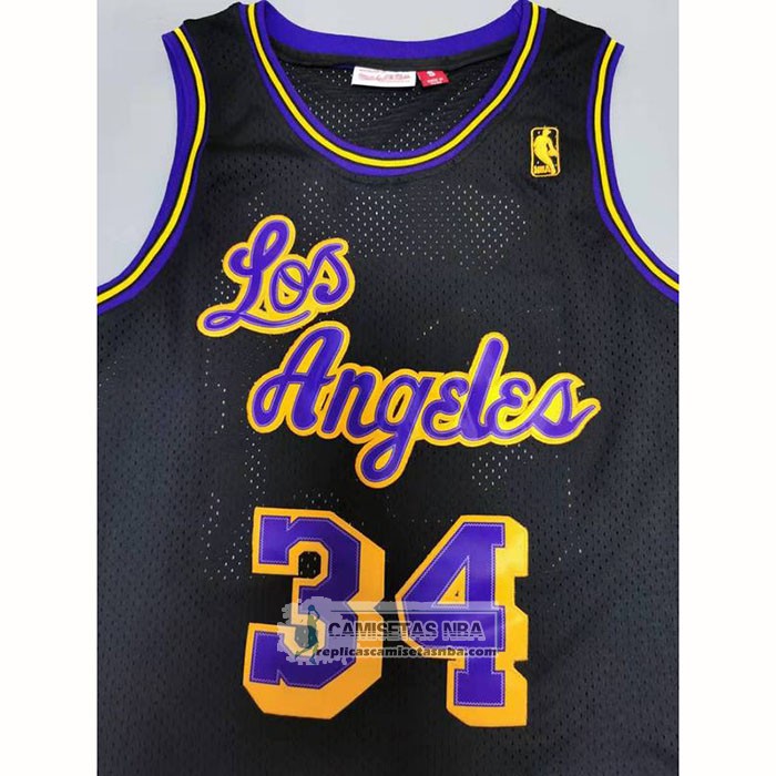 Camiseta Los Angeles Lakers Shaquille O'neal NO 34 Mitchell & Ness 1996-97 Negro